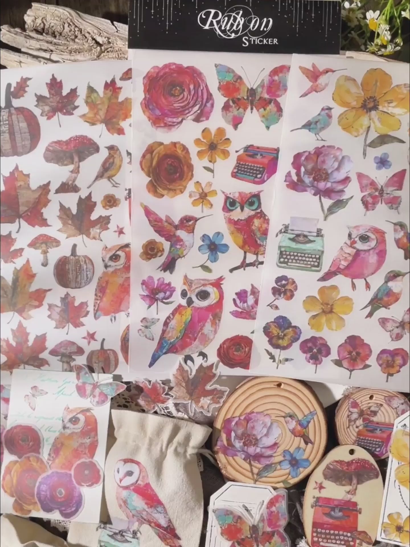 Yomu Whimsical Autumn Rub-on Stickers