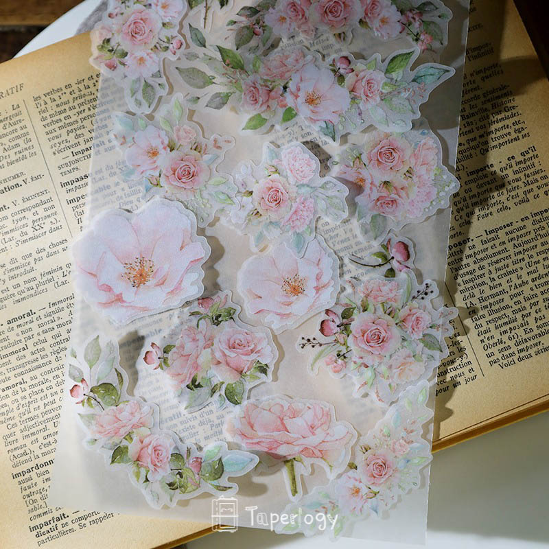 Yuzi Pink Rose Vellum Stickers