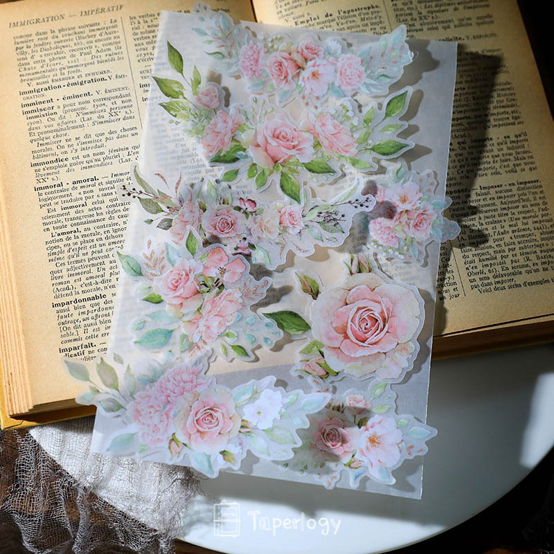 Yuzi Pink Rose Vellum Stickers