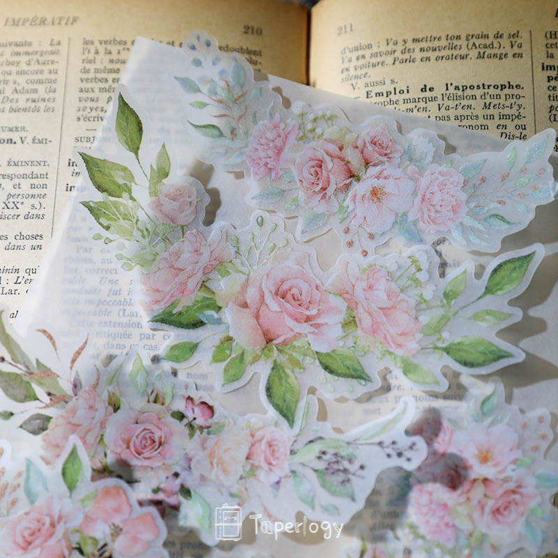 Yuzi Pink Rose Vellum Stickers
