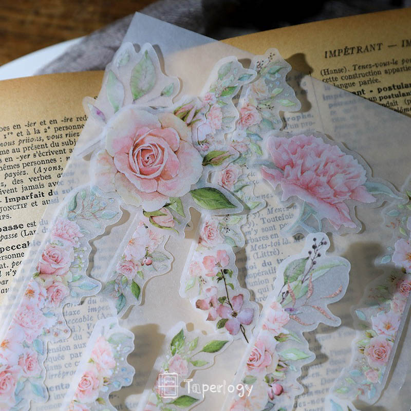 Yuzi Pink Rose Vellum Stickers