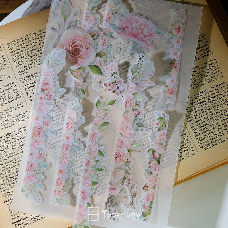 Yuzi Pink Rose Vellum Stickers