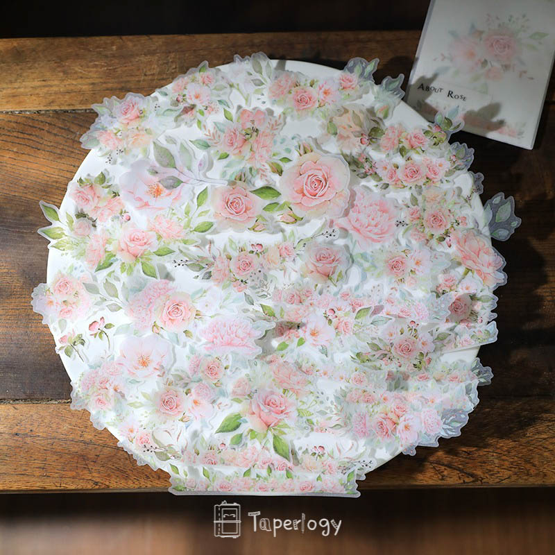 Yuzi Pink Rose Vellum Stickers