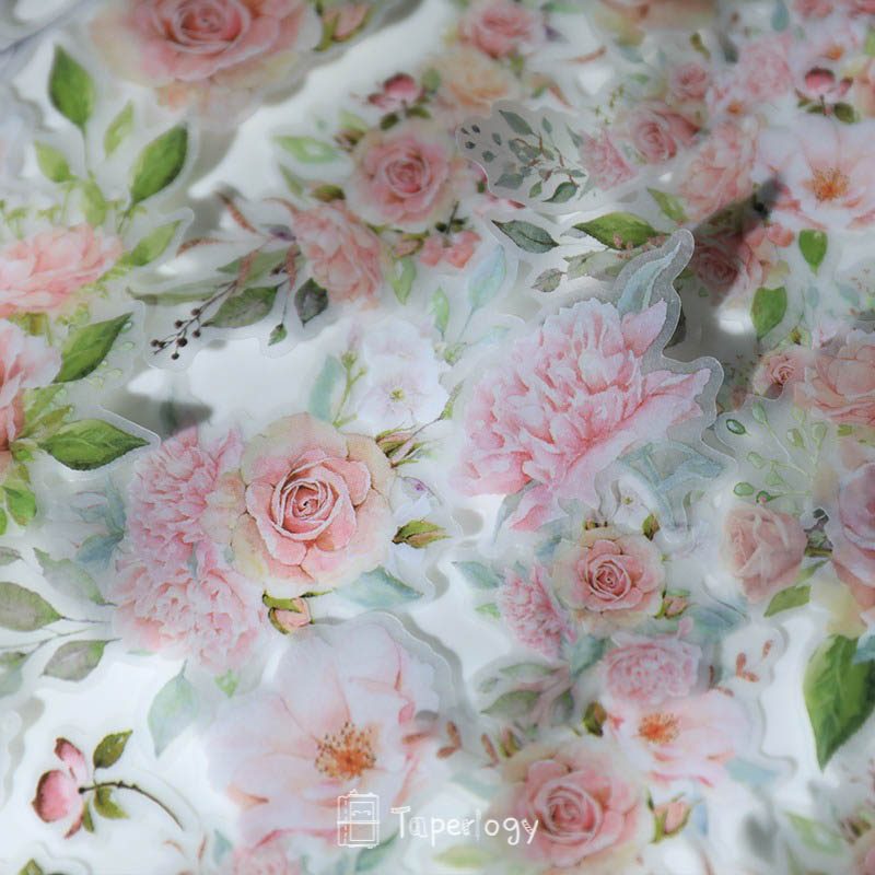 Yuzi Pink Rose Vellum Stickers