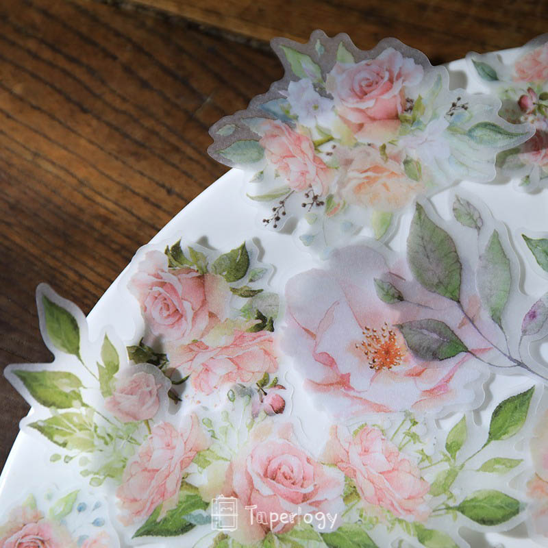 Yuzi Pink Rose Vellum Stickers