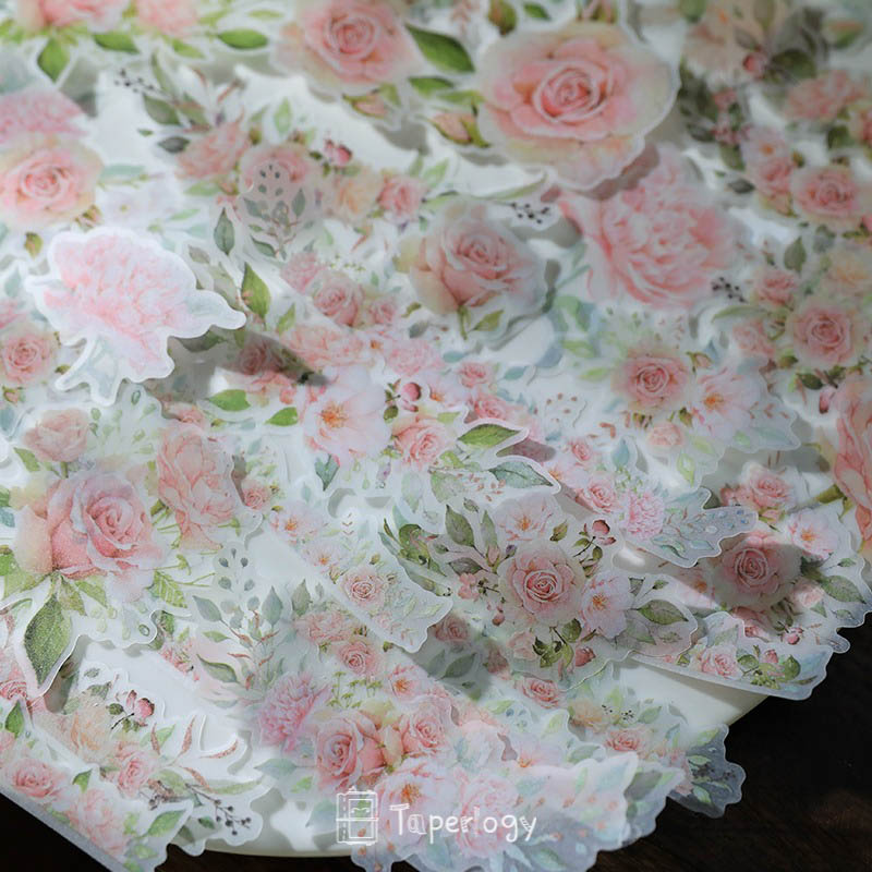 Yuzi Pink Rose Vellum Stickers