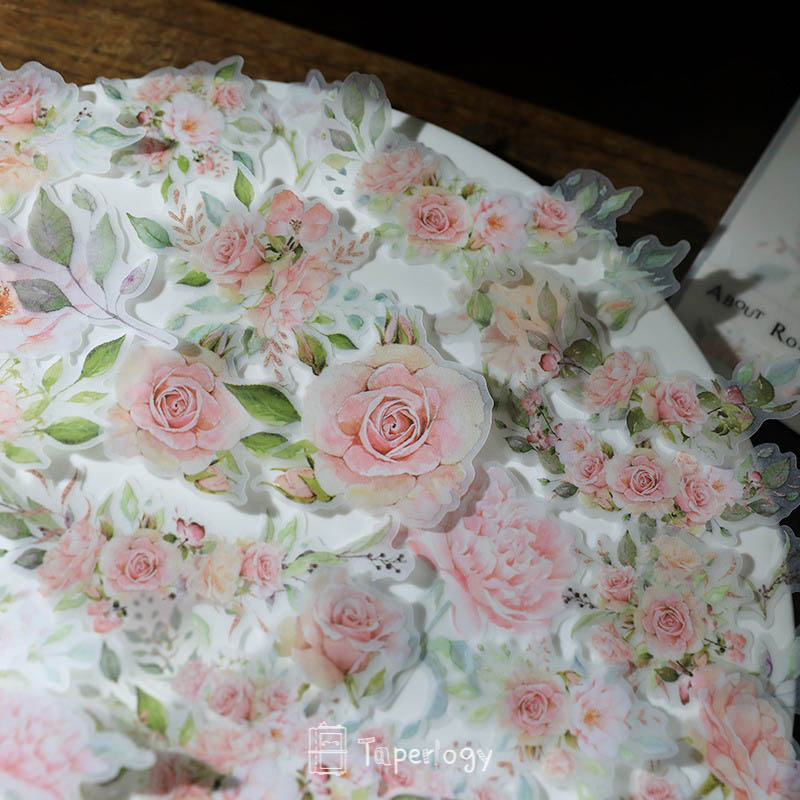 Yuzi Pink Rose Vellum Stickers