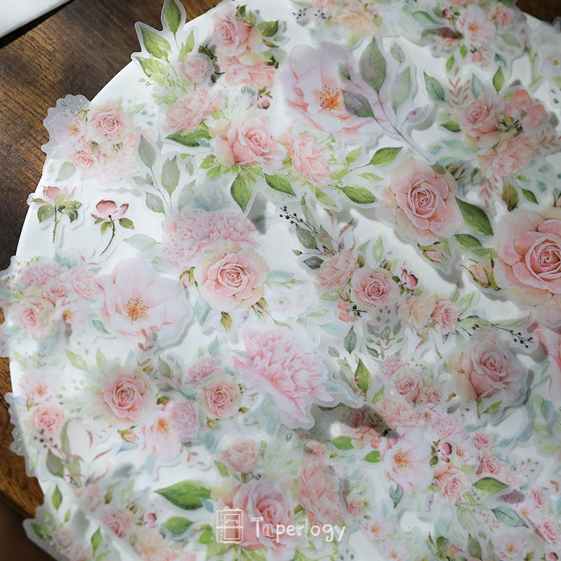 Yuzi Pink Rose Vellum Stickers