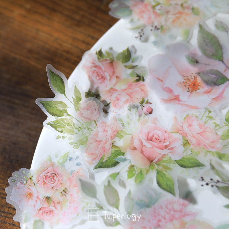 Yuzi Pink Rose Vellum Stickers
