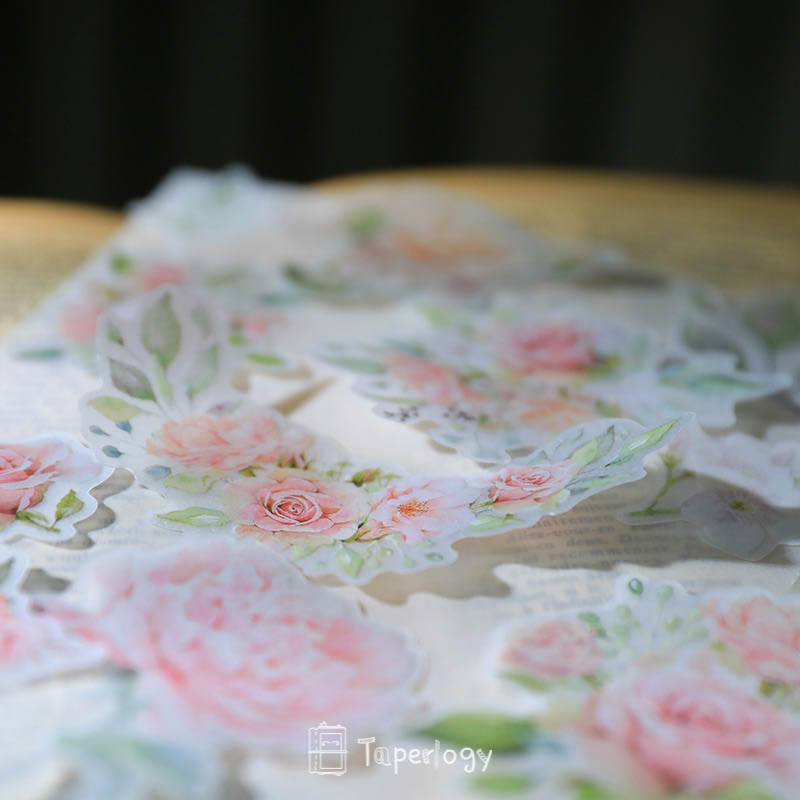 Yuzi Pink Rose Vellum Stickers