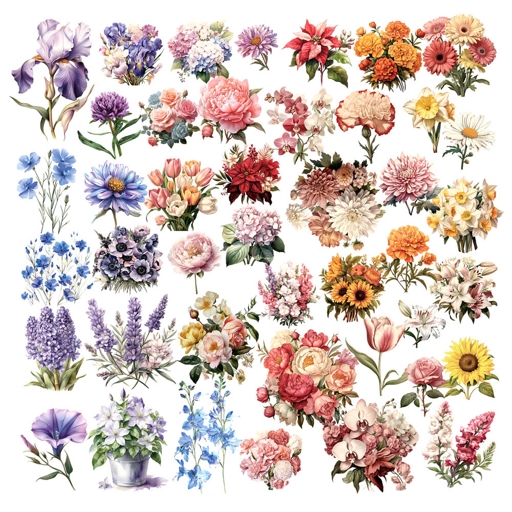 Fawa Floral Bouquet Vellum Stickers