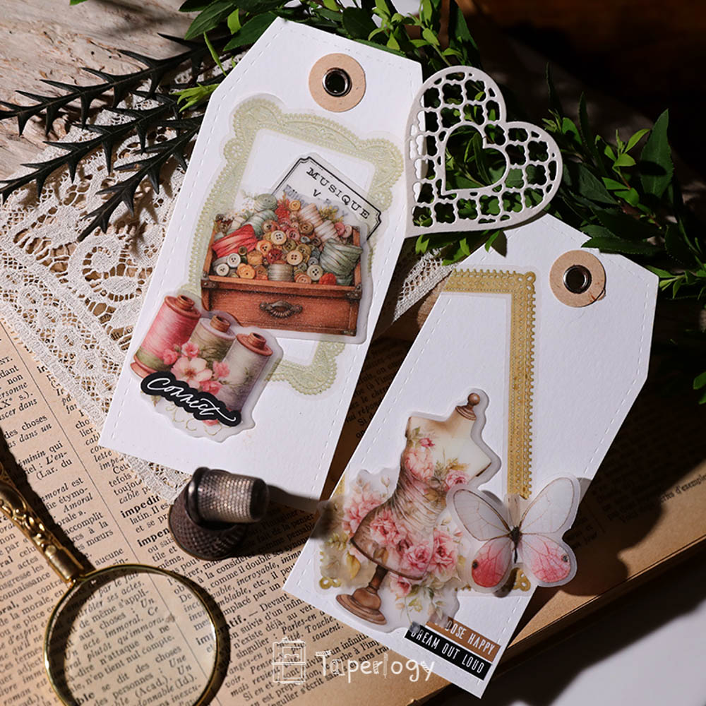 Sezo Pink Sewing Vellum Stickers