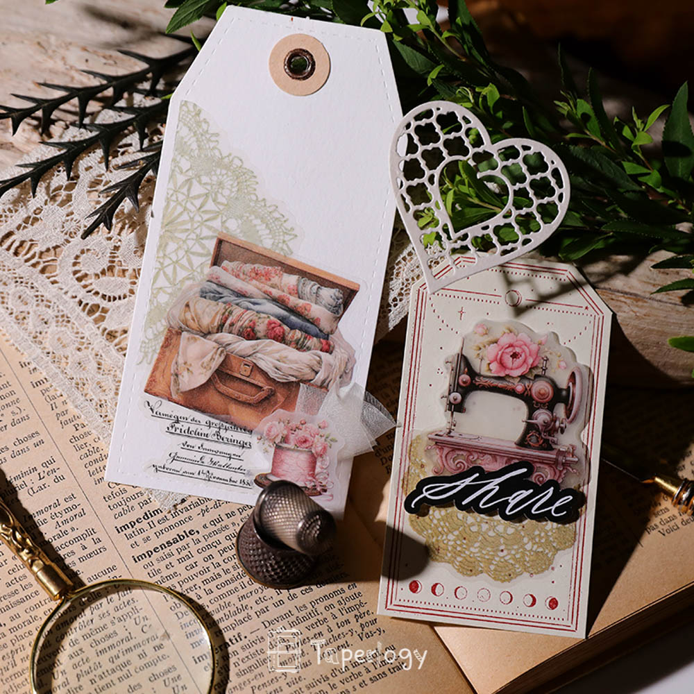 Sezo Pink Sewing Vellum Stickers