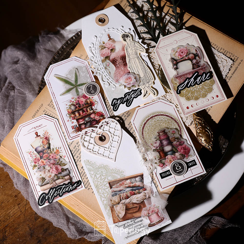 Sezo Pink Sewing Vellum Stickers