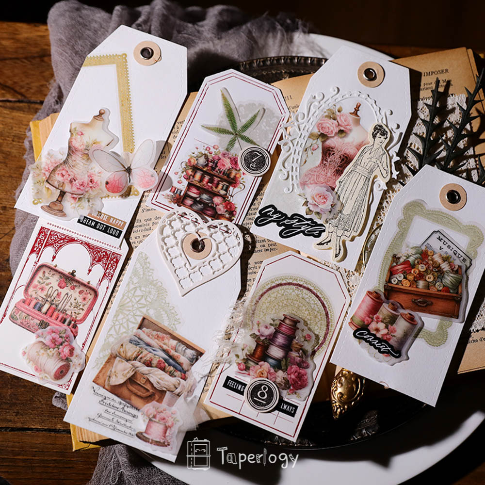 Sezo Pink Sewing Vellum Stickers