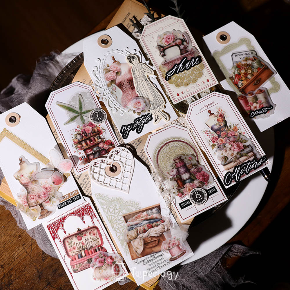 Sezo Pink Sewing Vellum Stickers