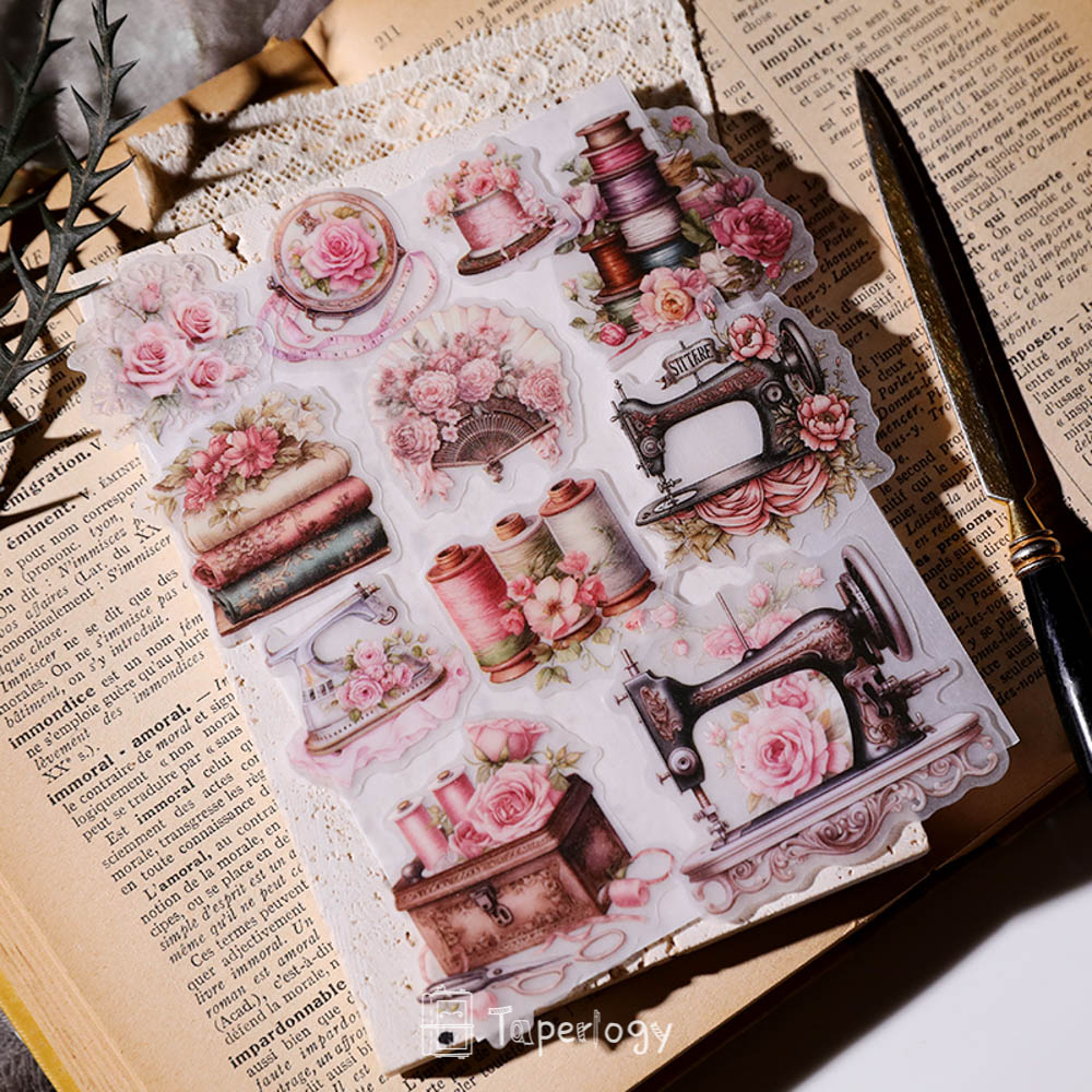 Sezo Pink Sewing Vellum Stickers