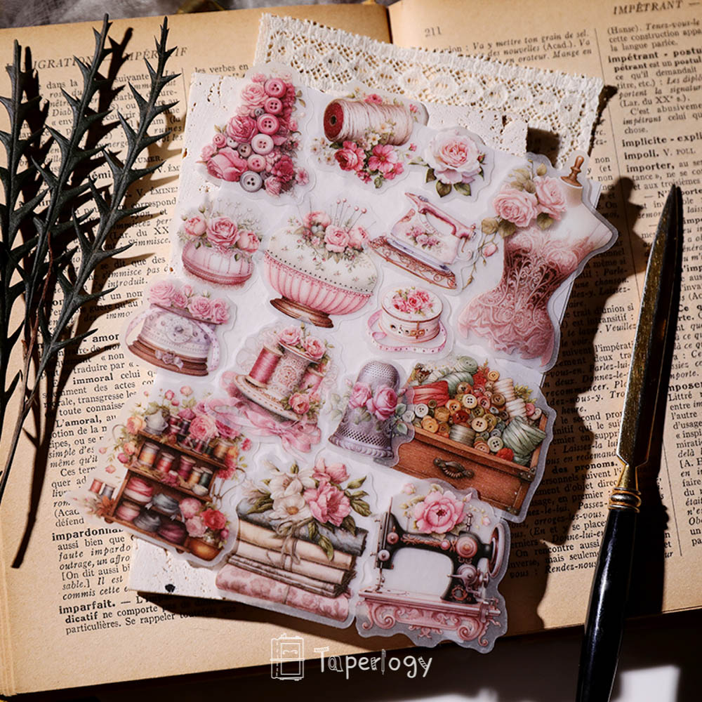 Sezo Pink Sewing Vellum Stickers