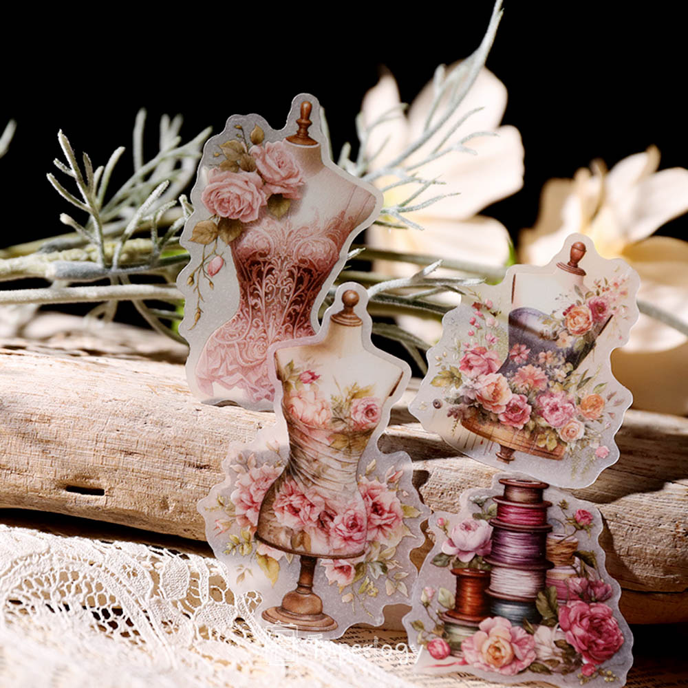 Sezo Pink Sewing Vellum Stickers