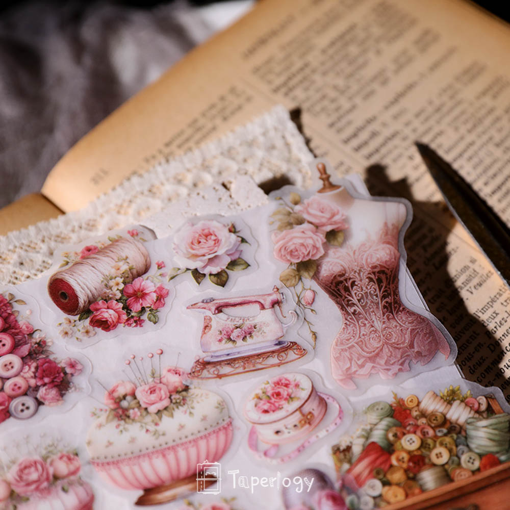 Sezo Pink Sewing Vellum Stickers