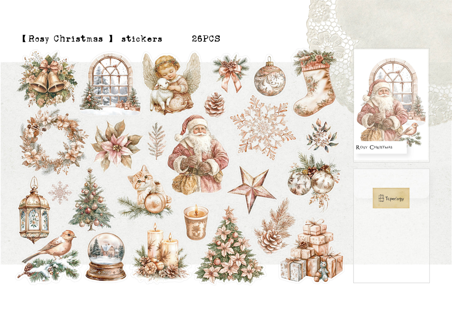 Pilo Rosy Christmas Vellum Stickers