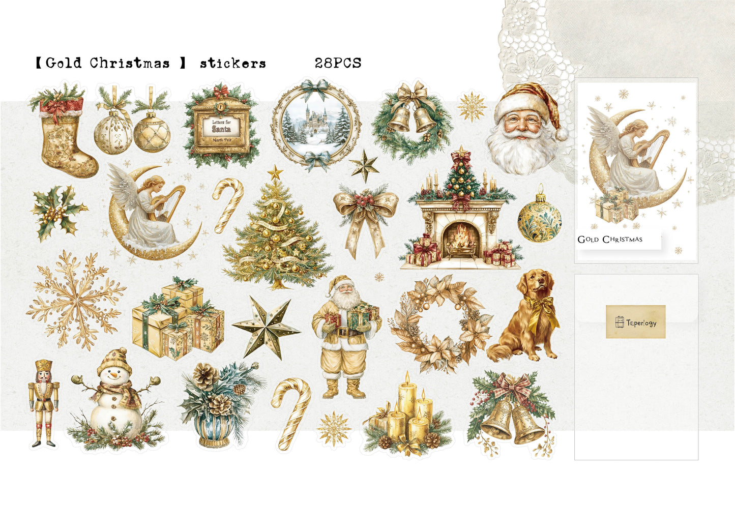 Jilo Gold Christmas Vellum Stickers