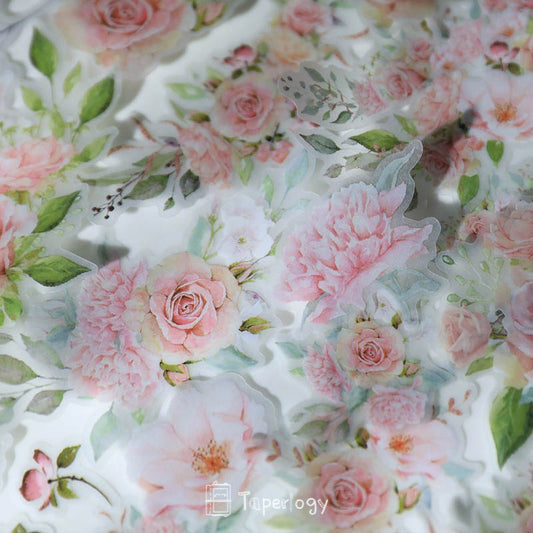 Yuzi Pink Rose Vellum Stickers