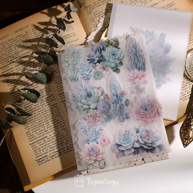 Doro Succulent Floral Vellum Stickers