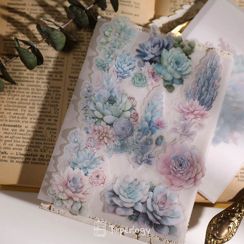 Doro Succulent Floral Vellum Stickers