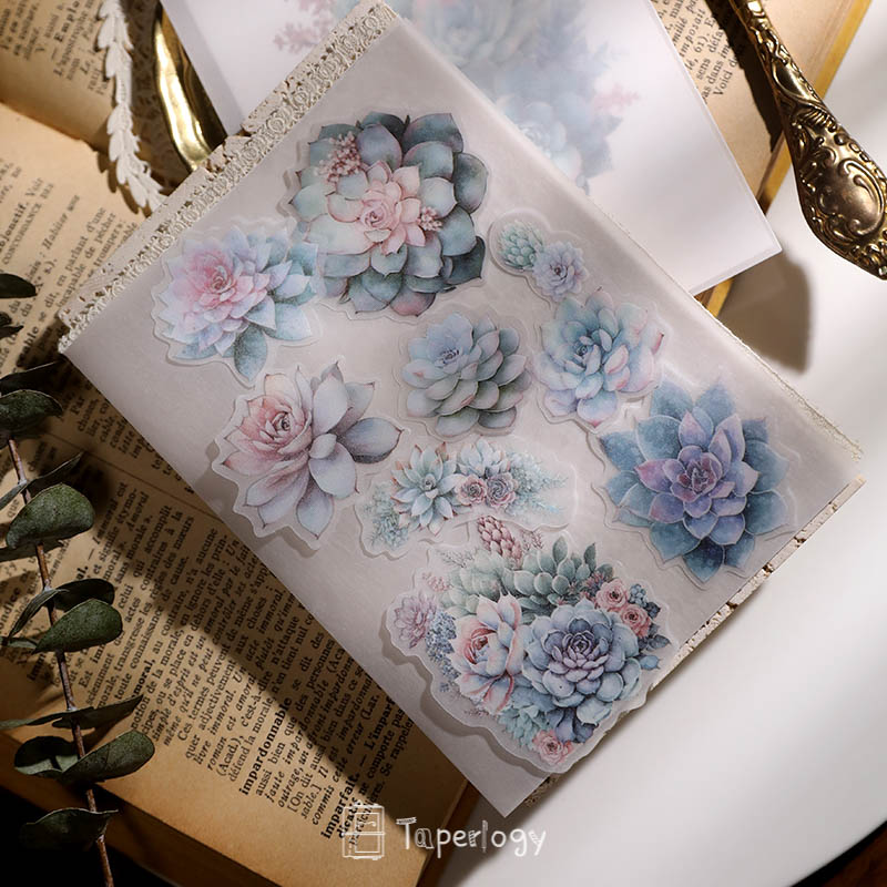 Doro Succulent Floral Vellum Stickers