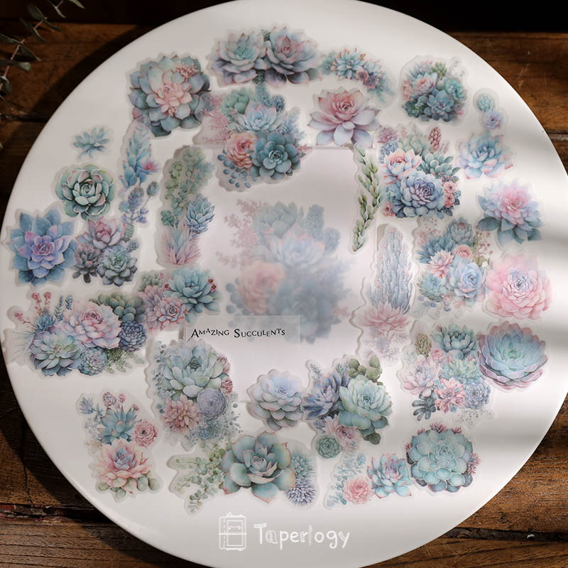 Doro Succulent Floral Vellum Stickers