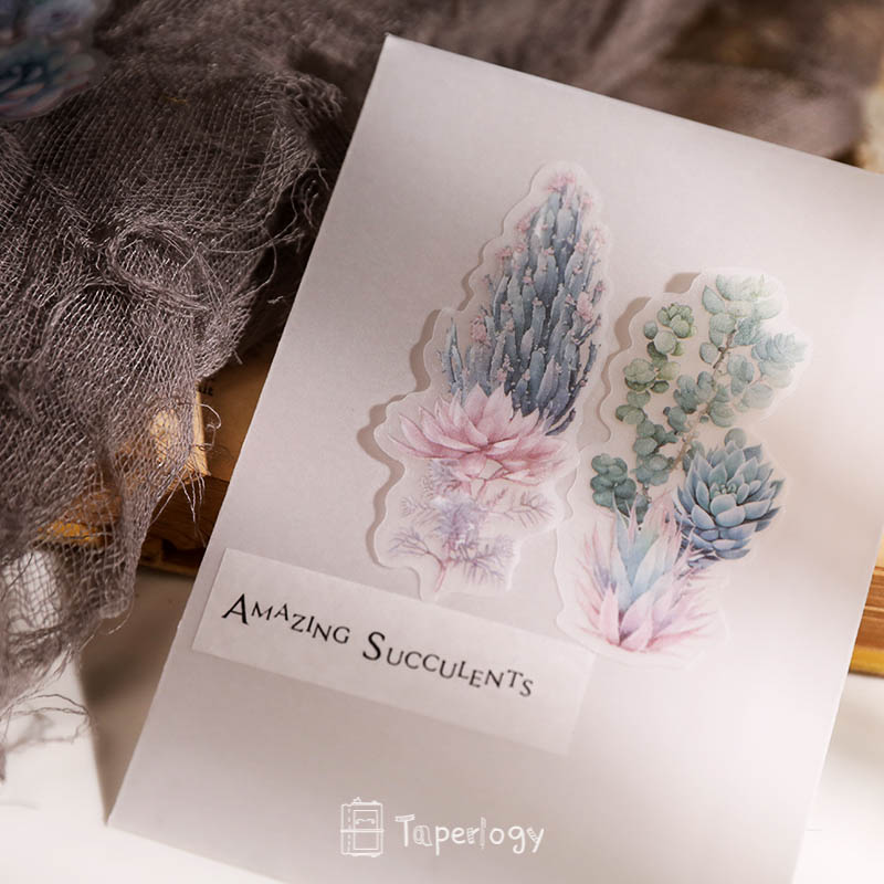 Doro Succulent Floral Vellum Stickers