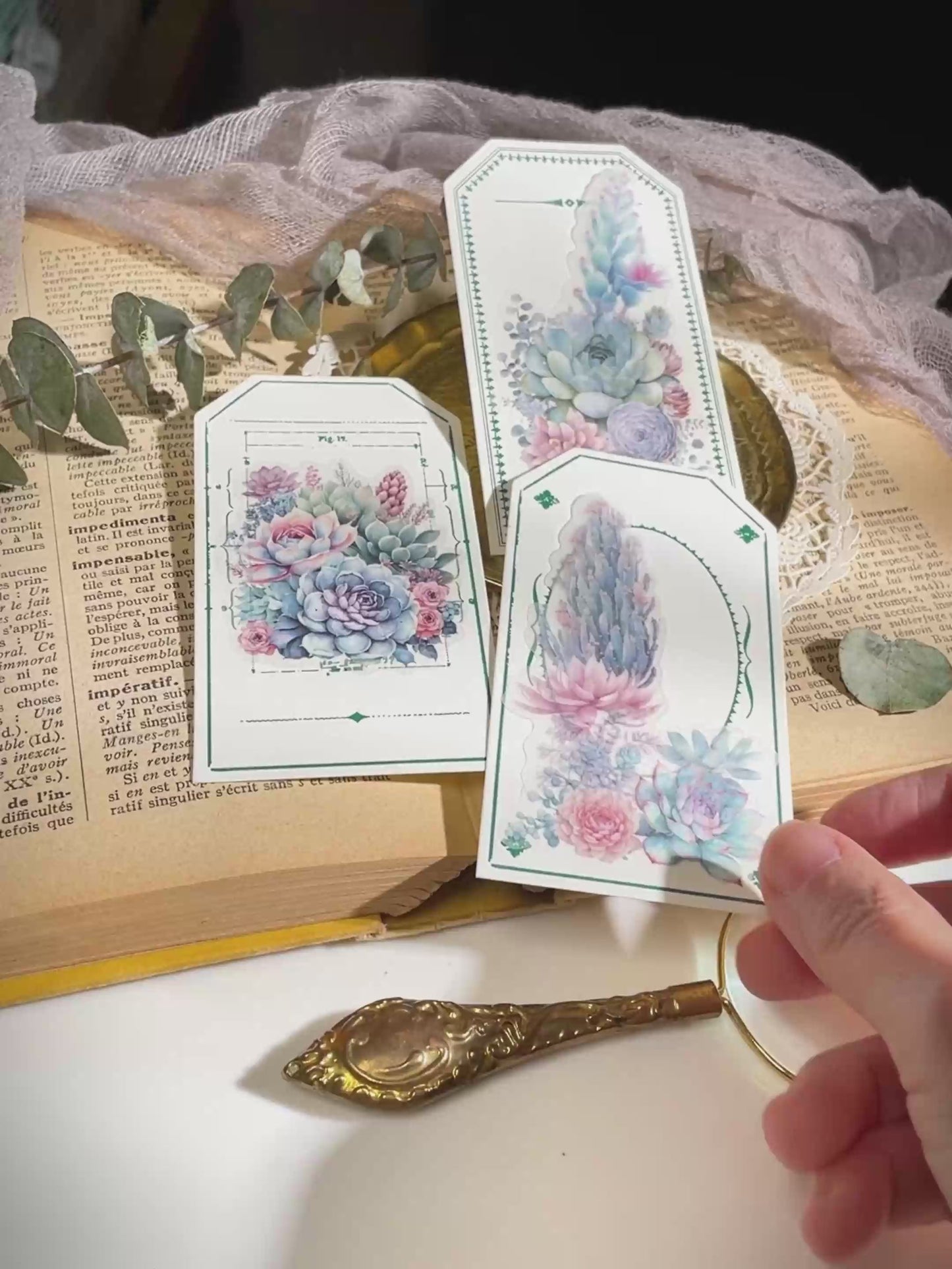 Doro Succulent Floral Vellum Stickers