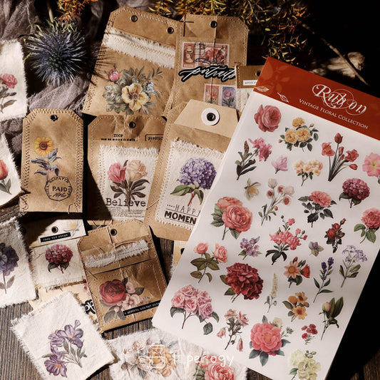 Yoli Vintage Floral Rub-on Stickers | Transfer Sticker